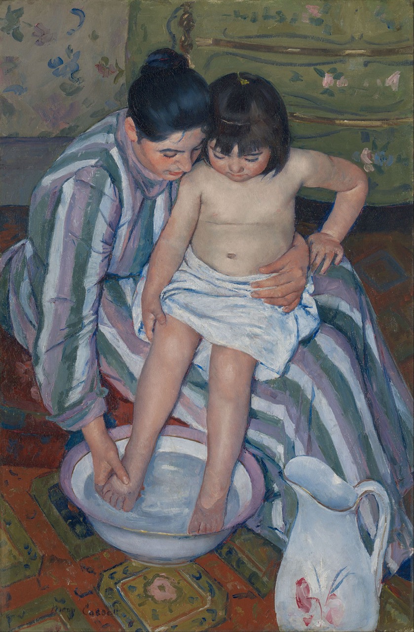 Mary Cassatt, Otrokova kopel, 1893. Sliko hrani Umetniški inštitut v Chicagu Large-1