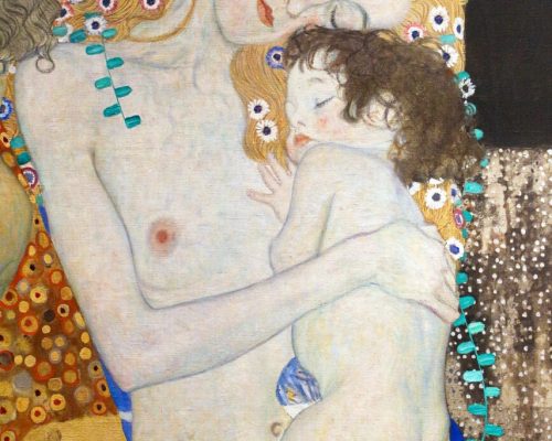 Gustav Klimt, Tri starostna obdobja ženske (detajl), 1905. Sliko hrani Galleria Nazionale d'Arte Moderna v Rimu Large